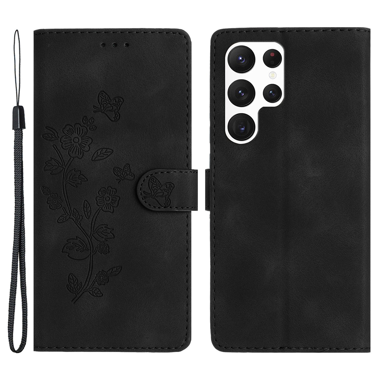 For Samsung Galaxy S23 Ultra Flower Imprinted Leather Phone Case Anti-drop Wallet Stand Cover For Samsung Galaxy S23 Ultra Flower Imprinted Leather Phone Case Anti-drop Wallet Stand Cover